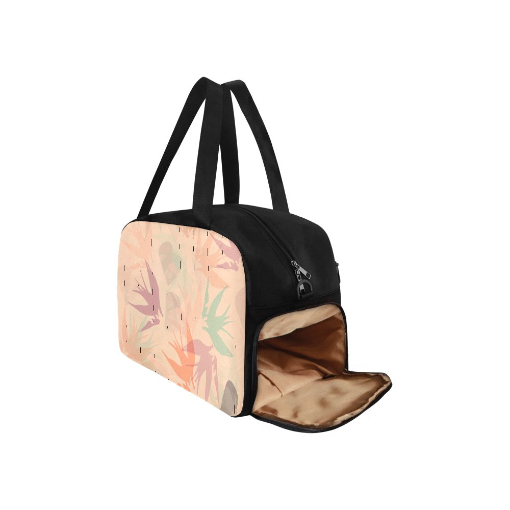 Tropical Floral Tote And Cross-body Travel Gym Bag