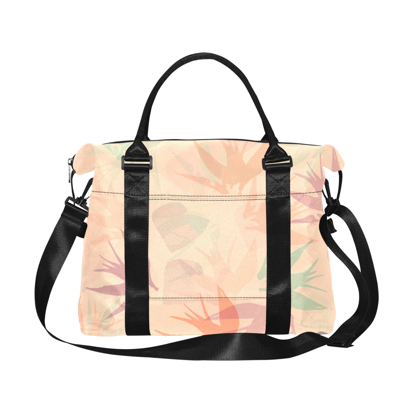 Peachy Tropical Floral Travel Duffle Bag