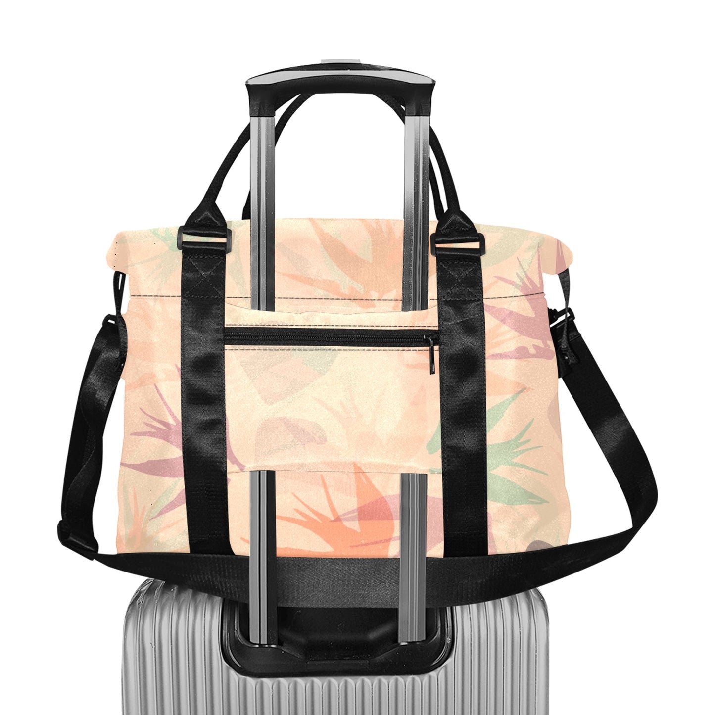 Peachy Tropical Floral Travel Duffle Bag