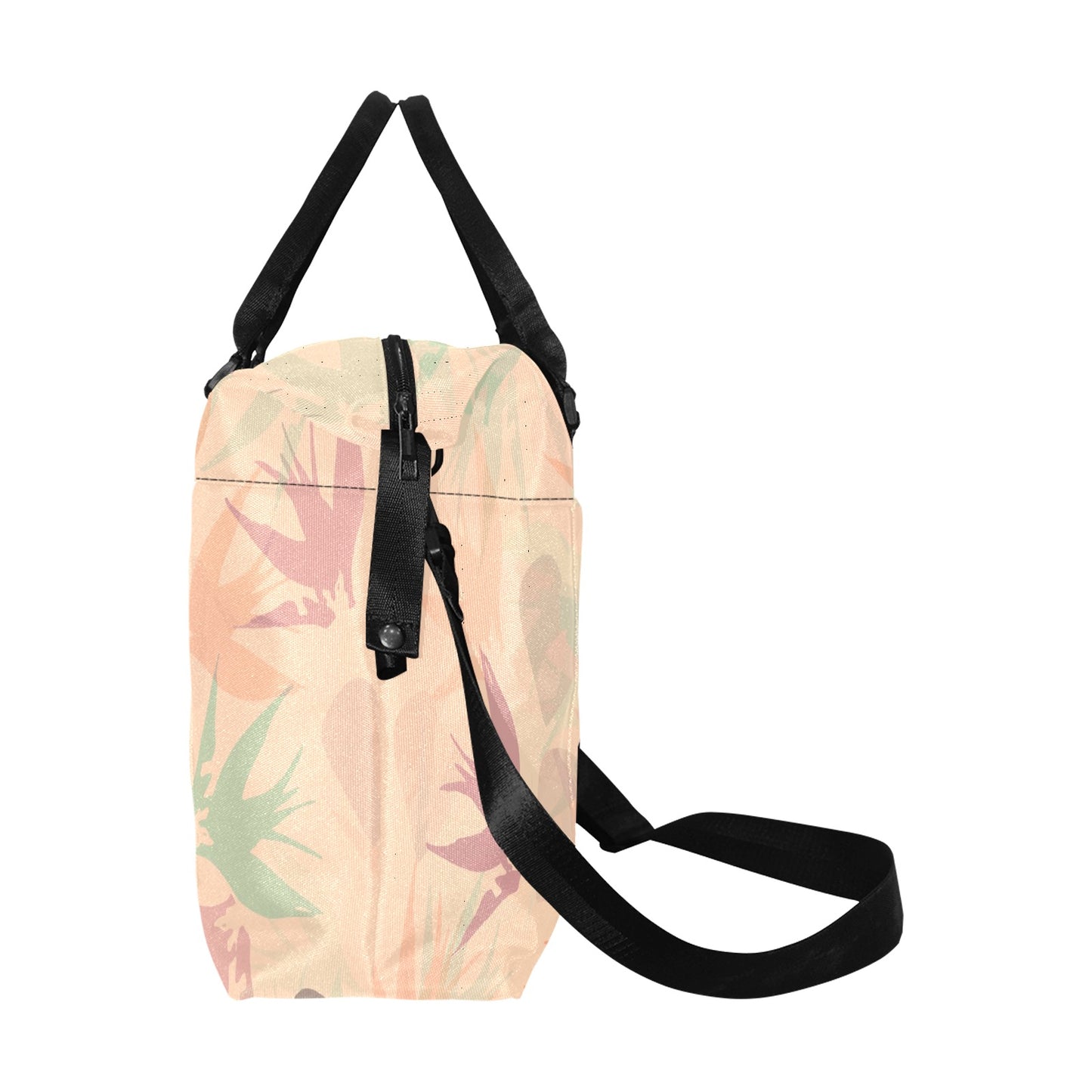 Peachy Tropical Floral Travel Duffle Bag