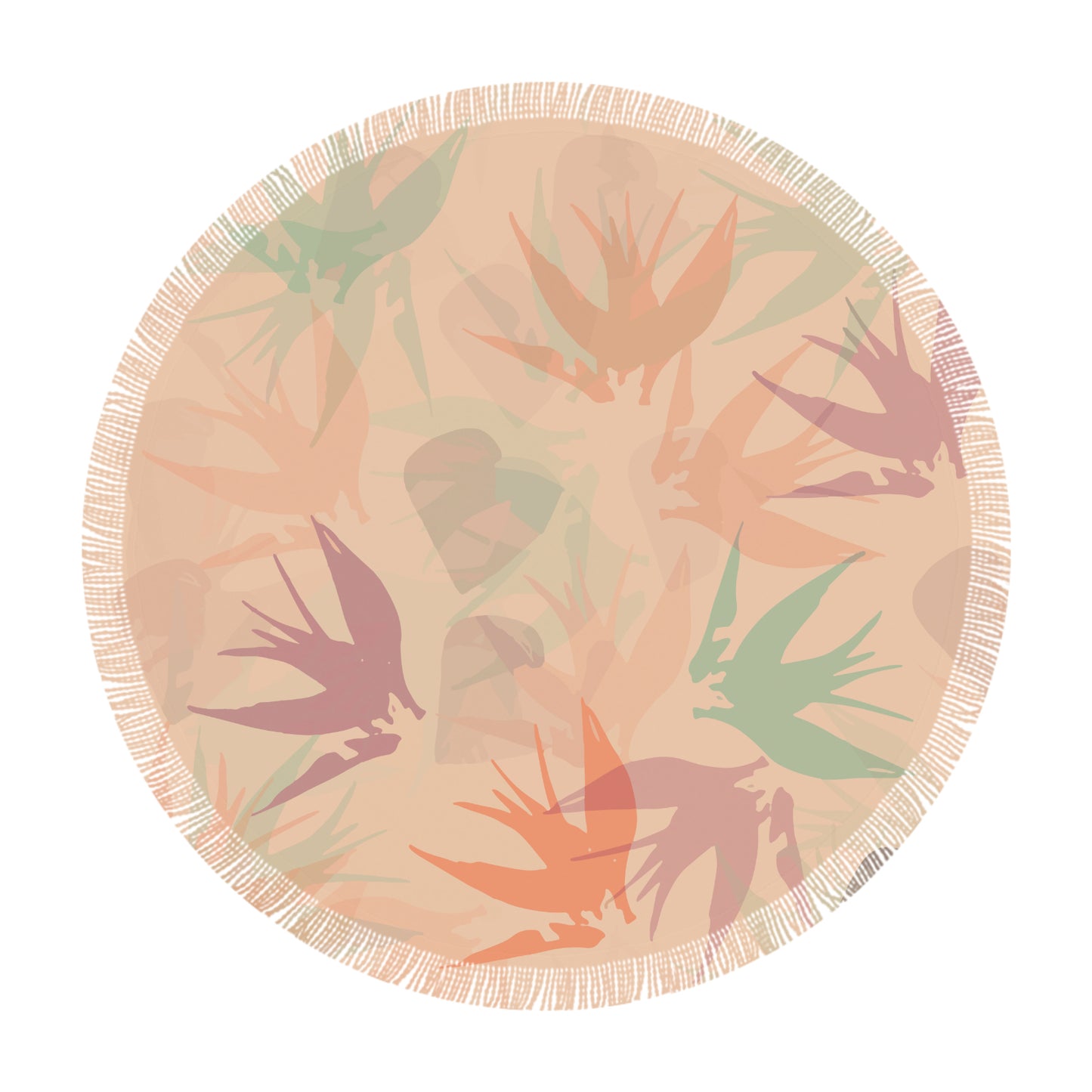 Peachy Tropical Floral Round Beach Towel