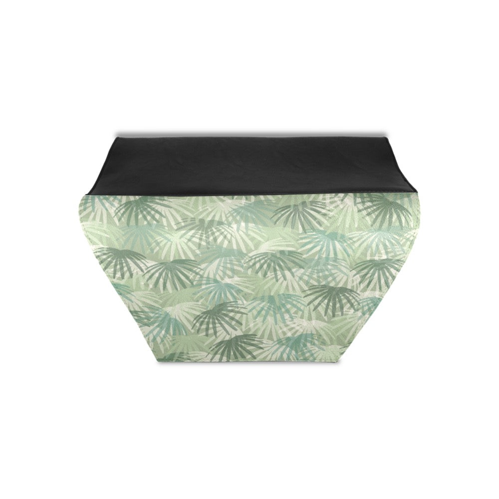 Black clutch with green palm frond design