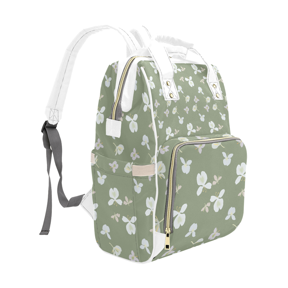 Sage green, Petit ginger floral design multi-purpose backpack