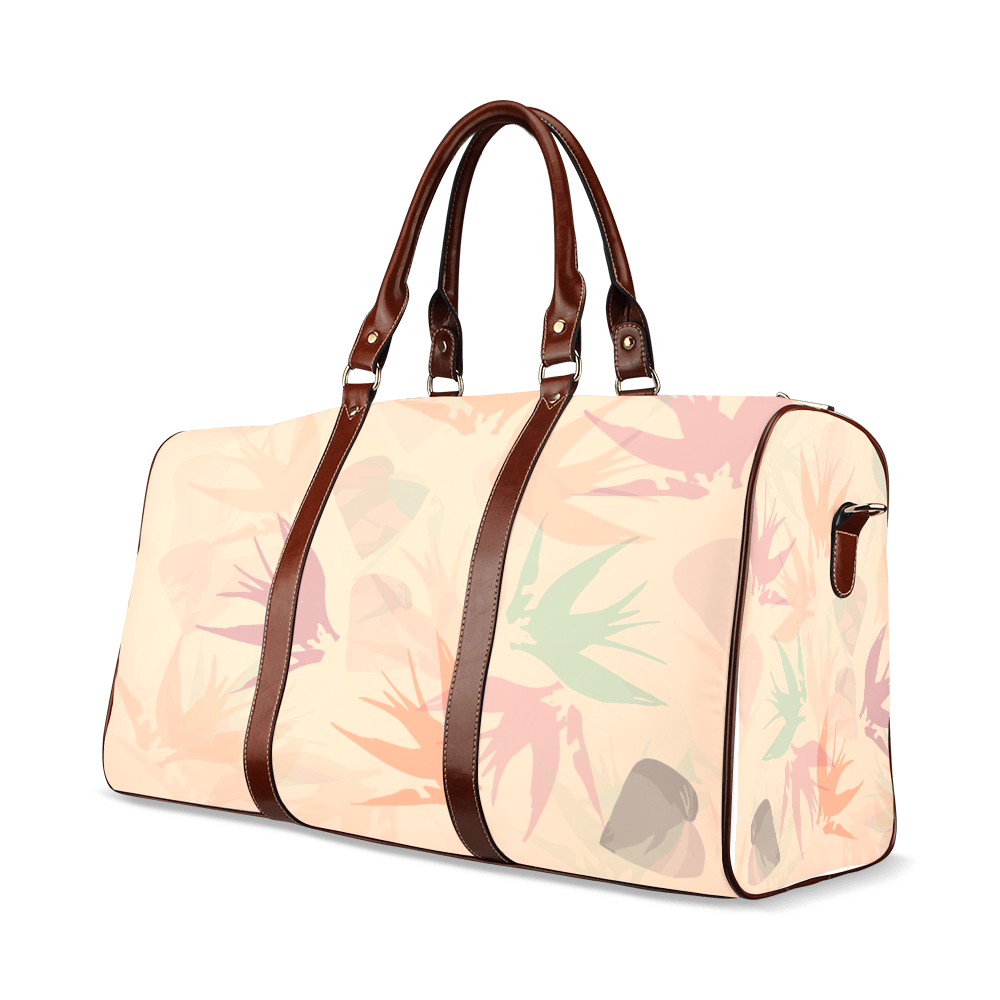 Peachy Tropical Floral Design travel bag