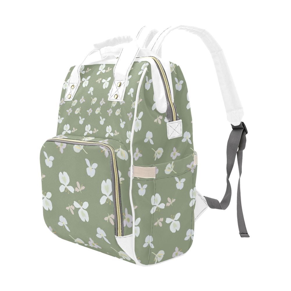 Sage green, Petit ginger floral design multi-purpose backpack