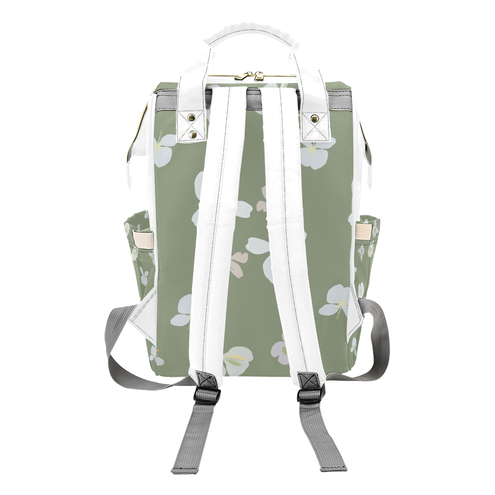 Sage green, Petit ginger floral design multi-purpose backpack