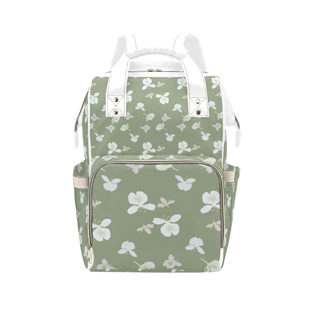 Sage green, Petit ginger floral design multi-purpose backpack