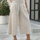 Women's woven racer-pleated A-shaped cropped wide-leg pants