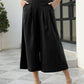 Women's woven racer-pleated A-shaped cropped wide-leg pants