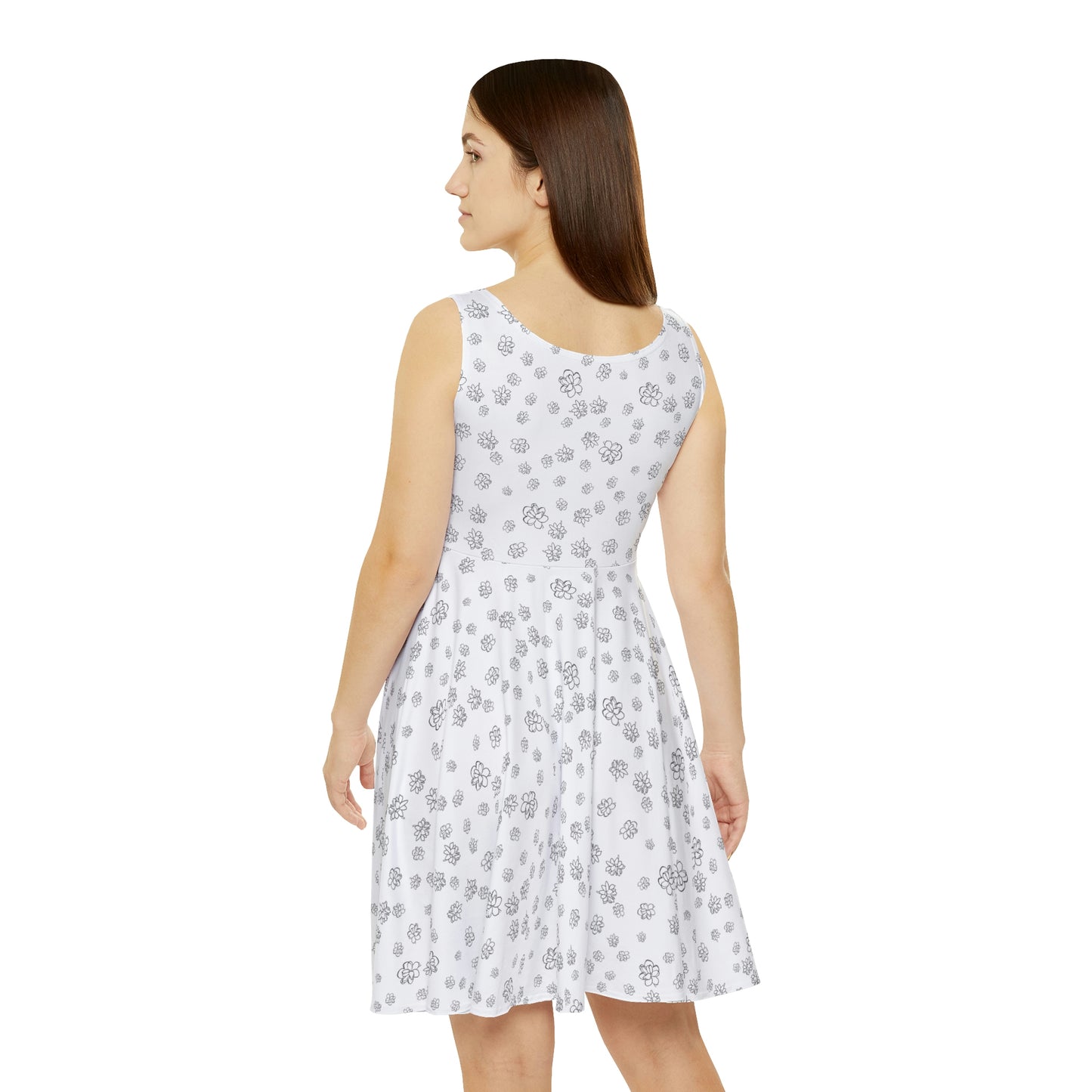 White skater dress with pikake floral design