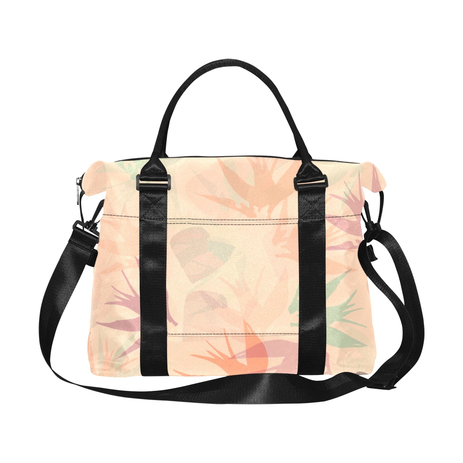 Peachy Tropical Floral Travel Duffle Bag