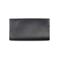 Black PU leather clutch with terra cotta colored tropical floral design