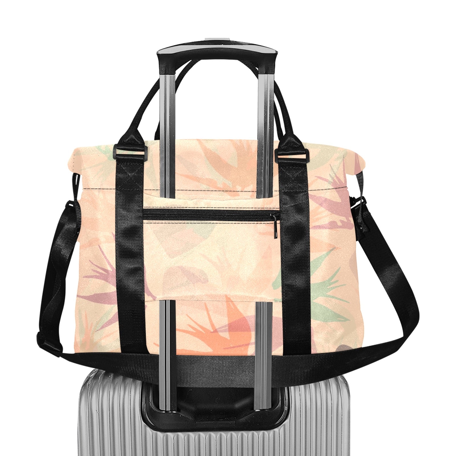 Peachy Tropical Floral Travel Duffle Bag