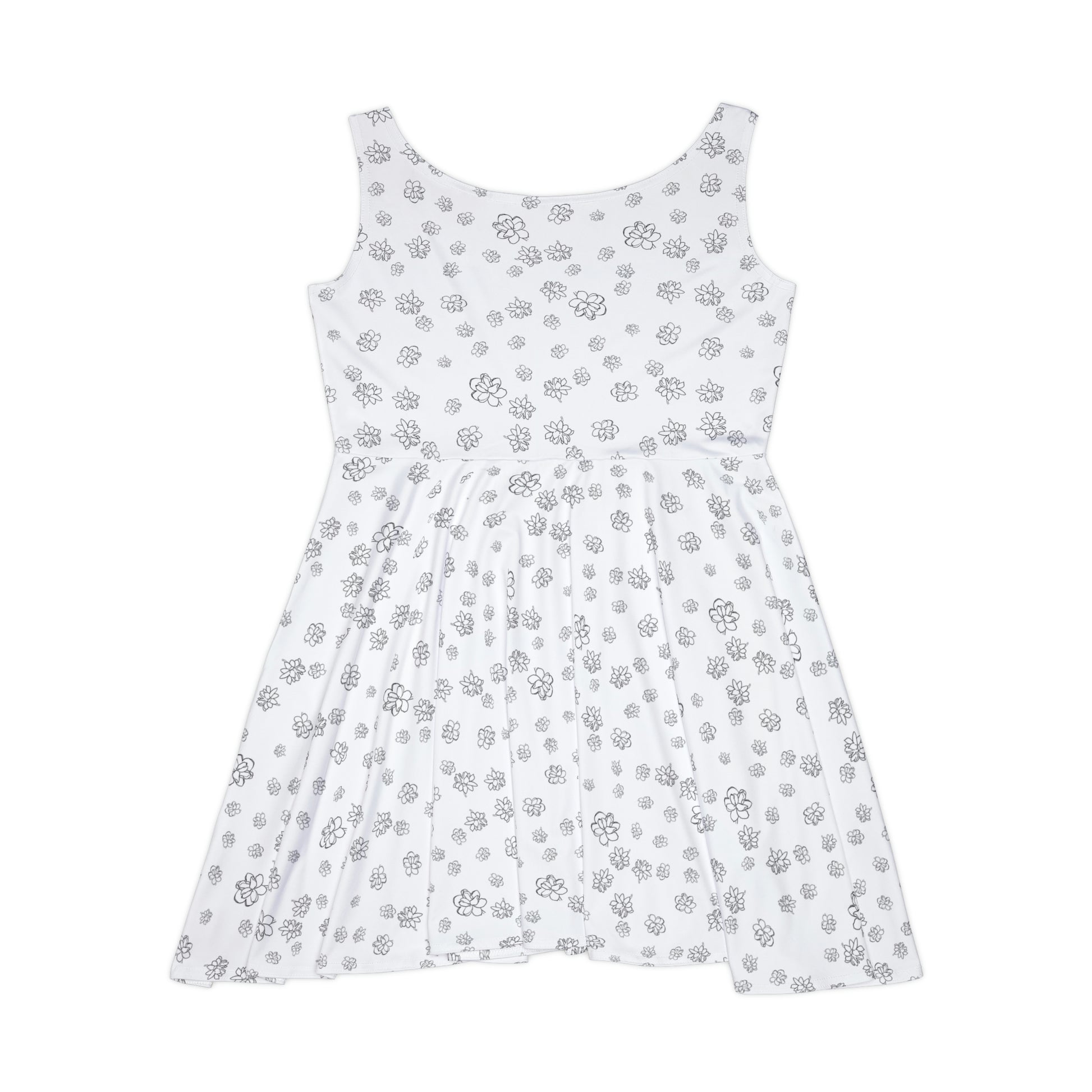 White skater dress with pikake floral design