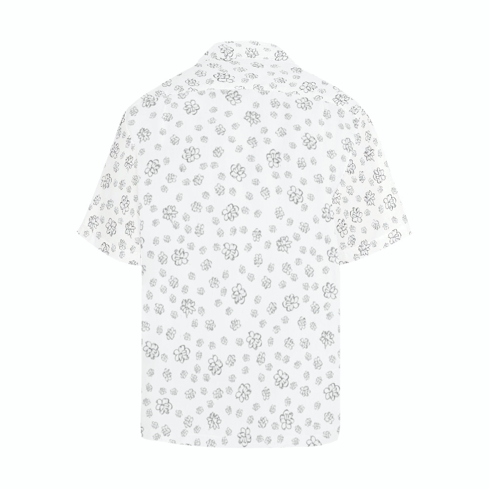 White aloha shirt with pikake floral design