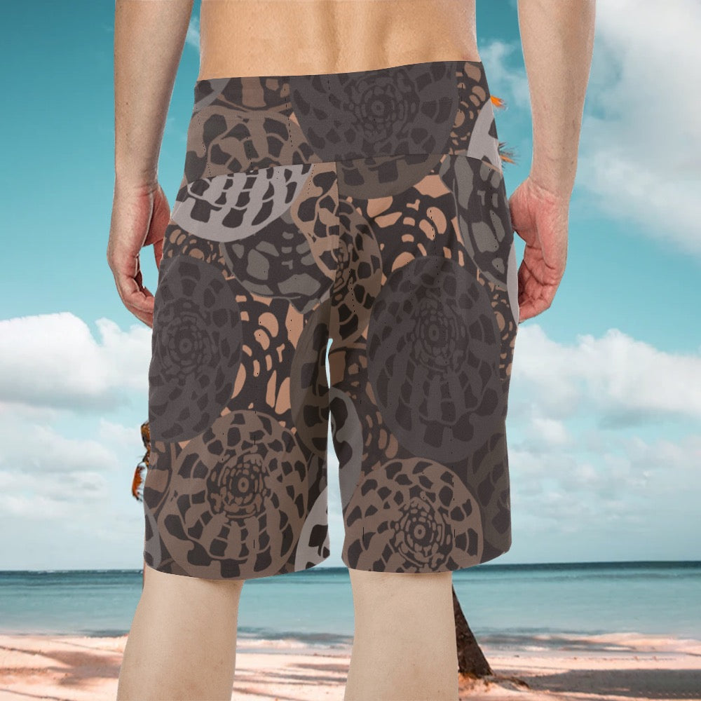 Black Puka shell designed men’s surfshorts