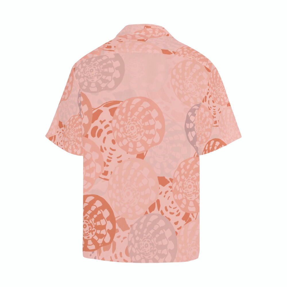 Peachy pink Puka shell men’s aloha shirt