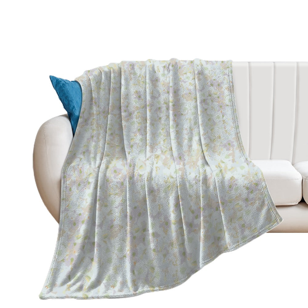White ginger floral design blanket 60 inches by 80 inches