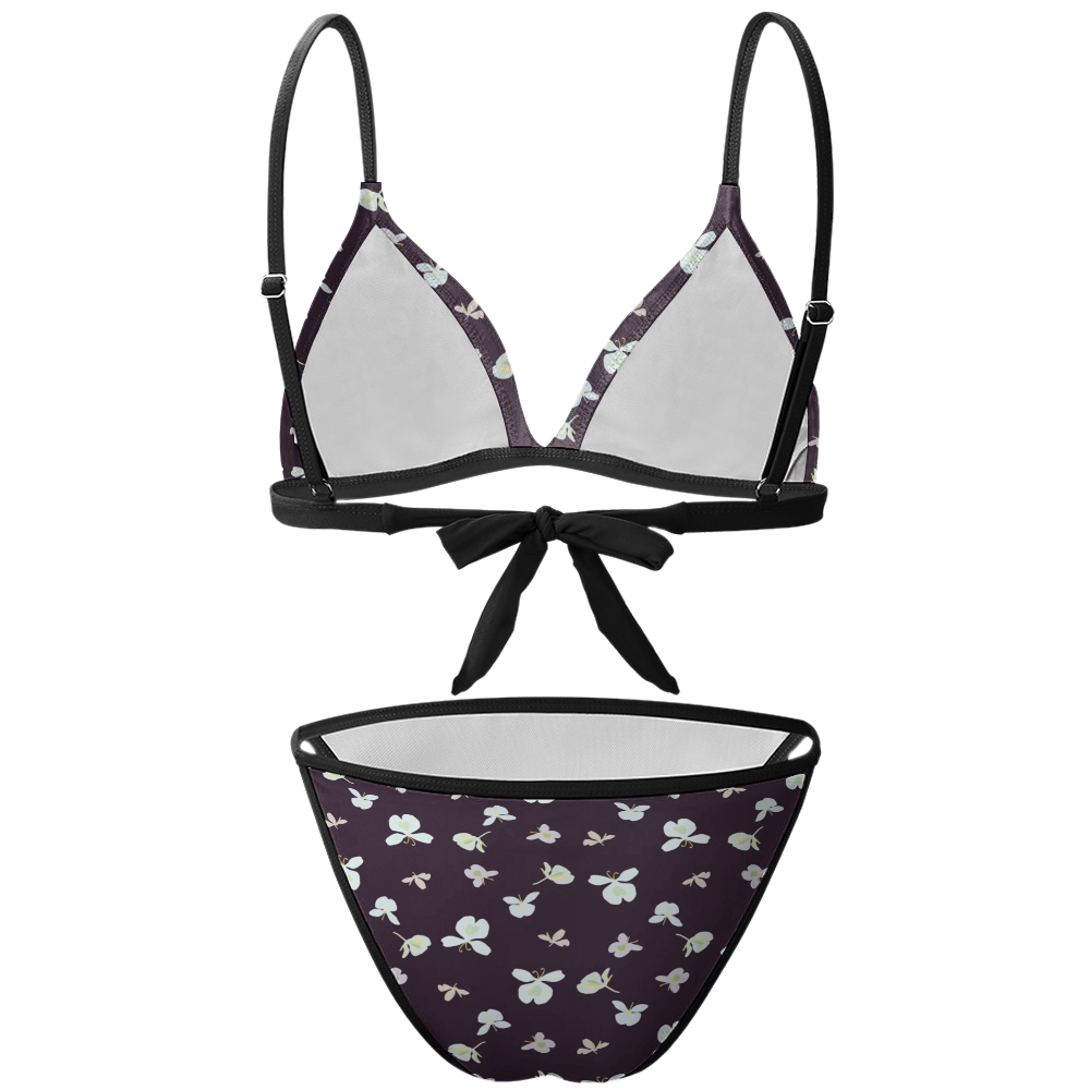 Black petit ginger floral designed bikini