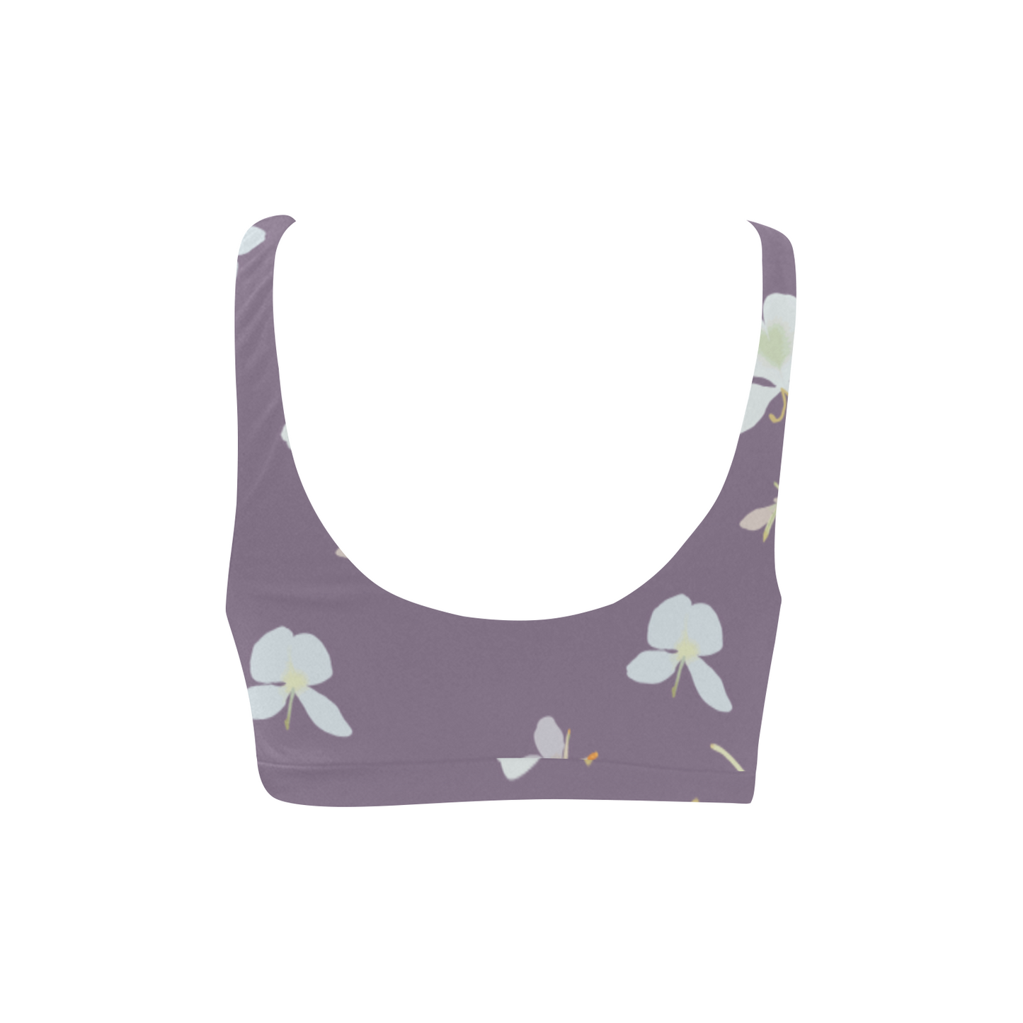 Lavender purple sport bikini top with ginger floral design