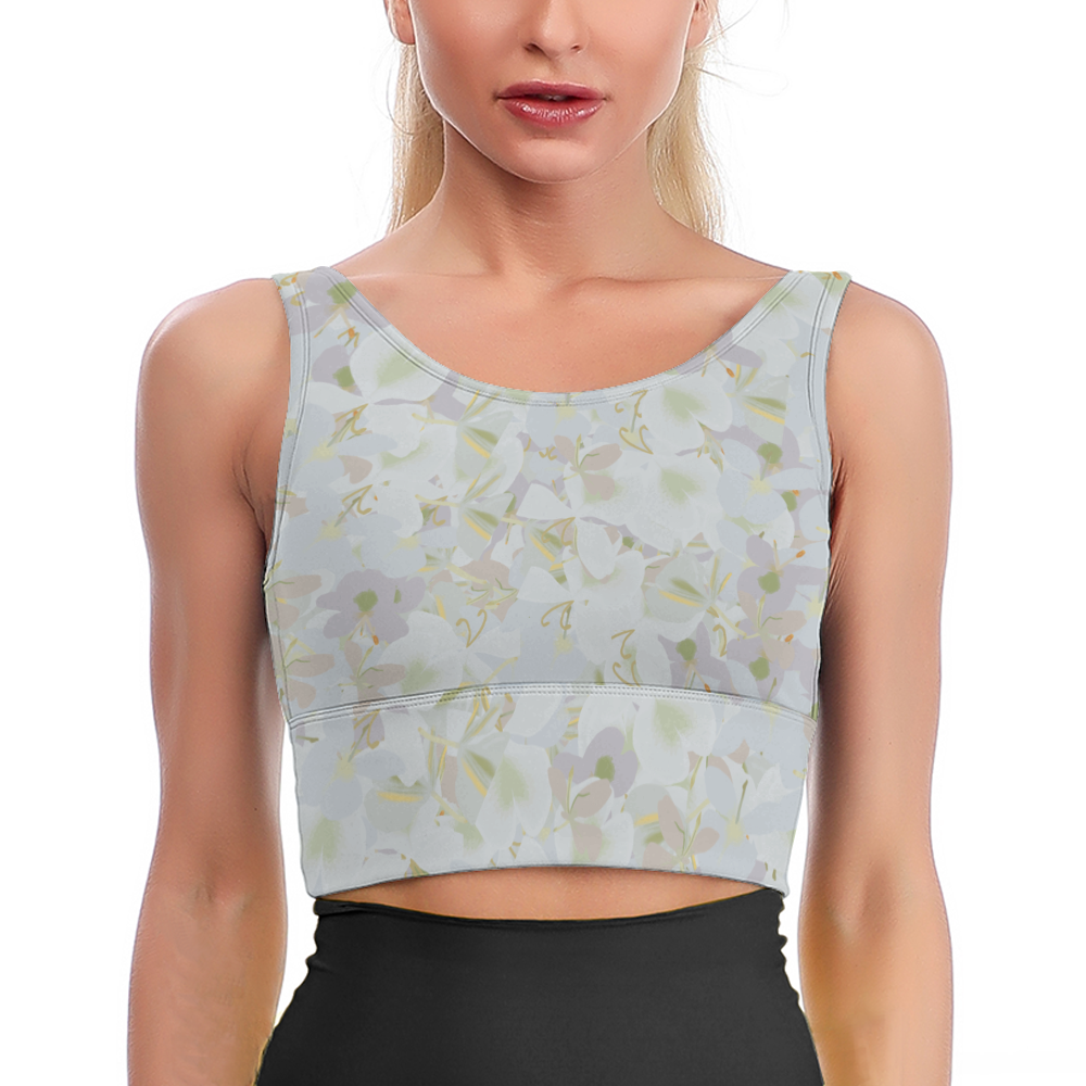 Women's White Ginger Floral Sport Bra